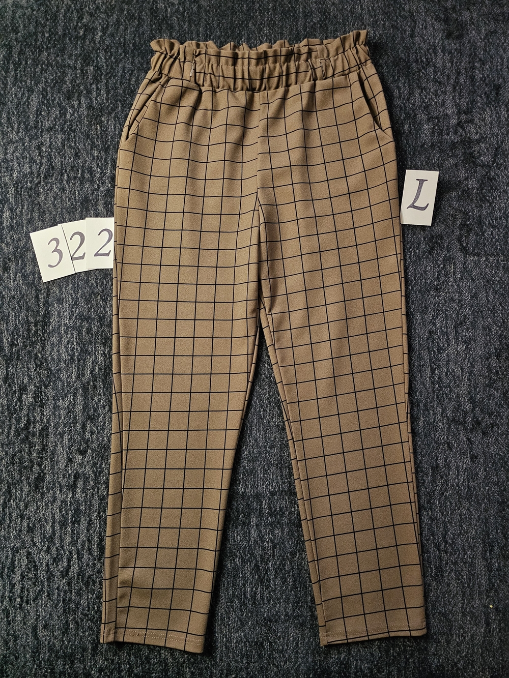 Soho Apparel Brown Windowpane Plaid Pants